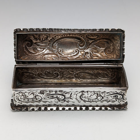 1893 British Antique Sterling Silver Pin Box 51g Thomas Hayes